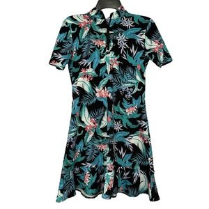 Tommy Bahama Women Golf Dress Black‎ Green Tropical Floral Size XS Shorts NWT